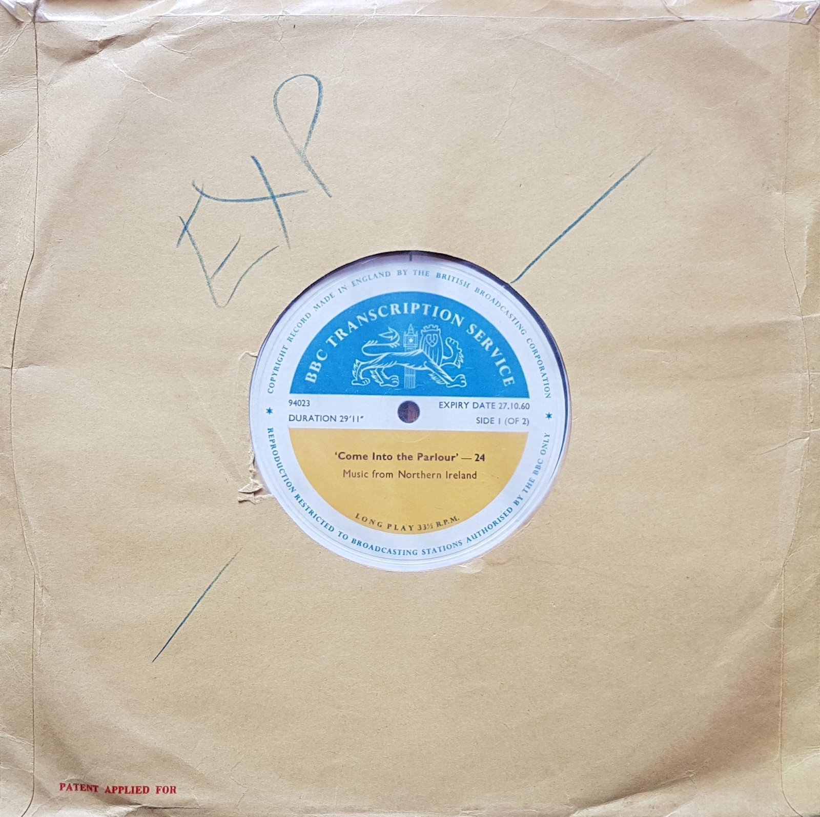 94021 Come into the parlour - 23 / 24 (Side 1 of 2) Various from the BBC records and Tapes library Back cover of 94021